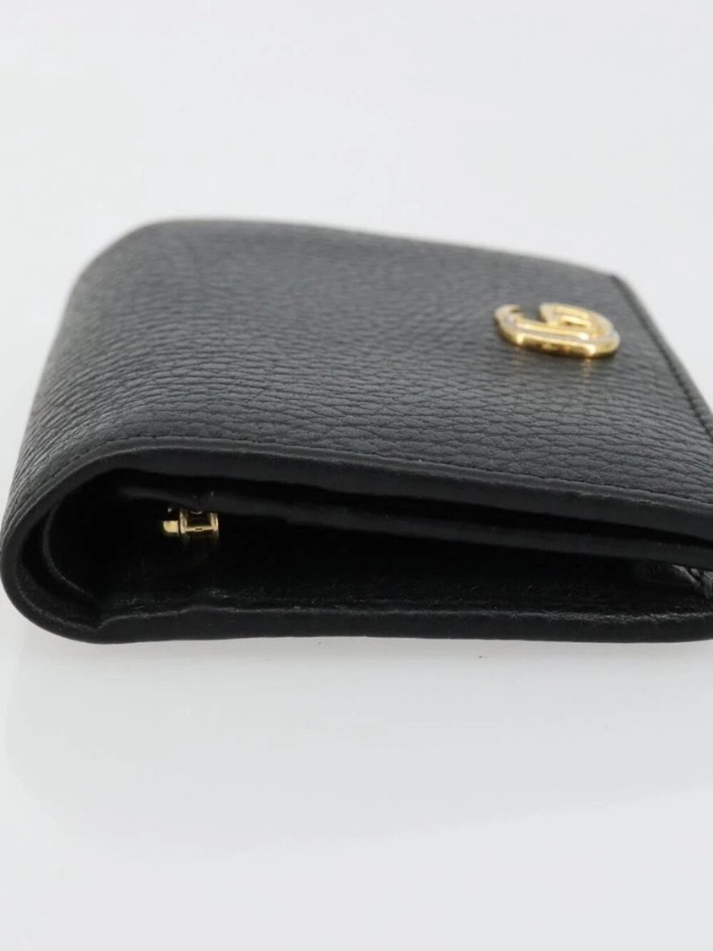 GUCCI GG Marmont Bifold Wallet Leather Black Gold 456126 Auth bs35602 - Picture 4 of 15